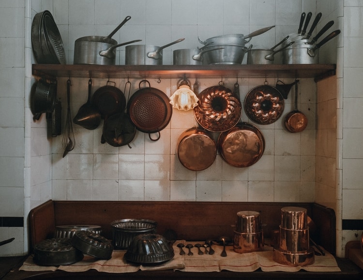 kitchen utensils pots and pans