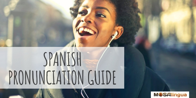 Spanish pronunciation guide resources to learn spanish woman with headphones smiling