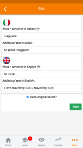 learn italian app screenshot