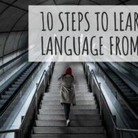 girl walking up stairs 10 steps to learn a language from scratch mosalingua