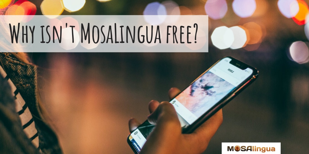 paid app why isn't mosalingua free person looking at smartphone