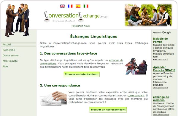 Conversation exchange : site d'échange linguistique