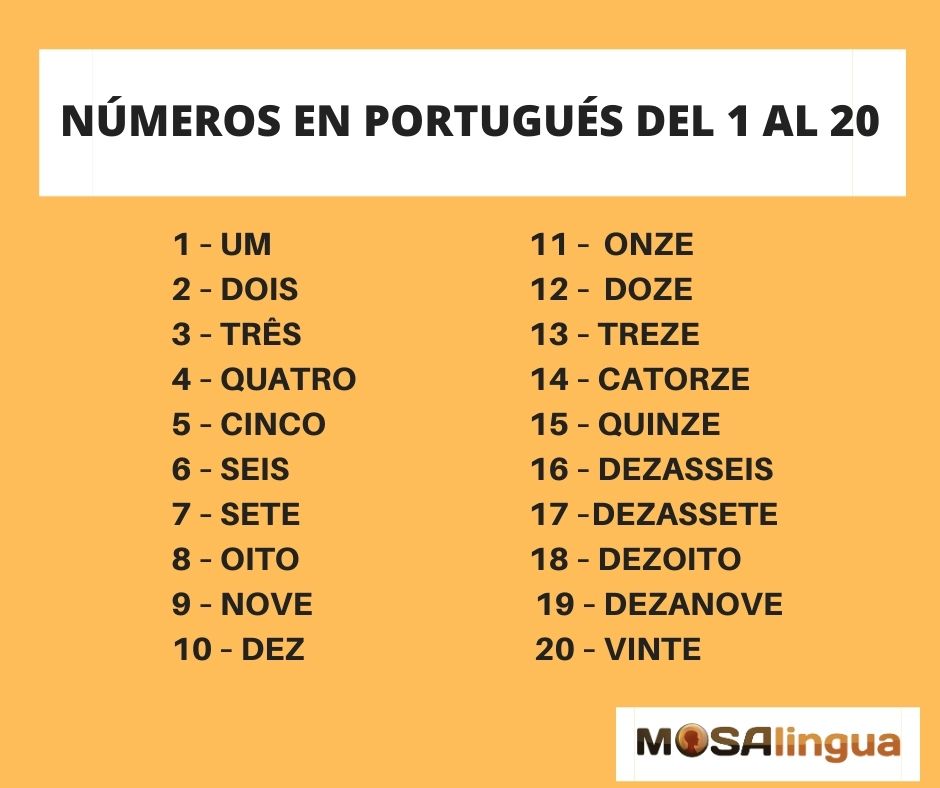 numeros en portugues del 1 al 20 